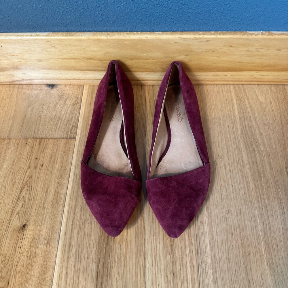 Madewell Mira Burgundy Pointed Toe Flats Size 8.5
